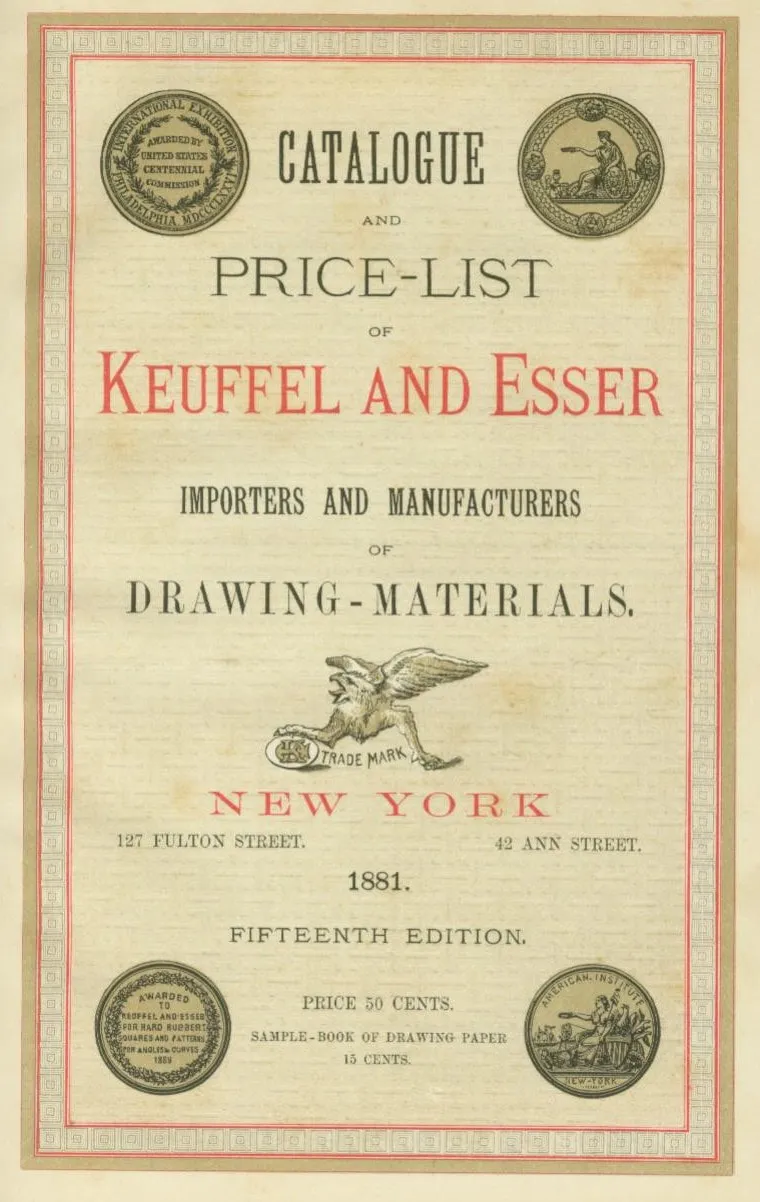 The title page of K&E's 1881 product catalog