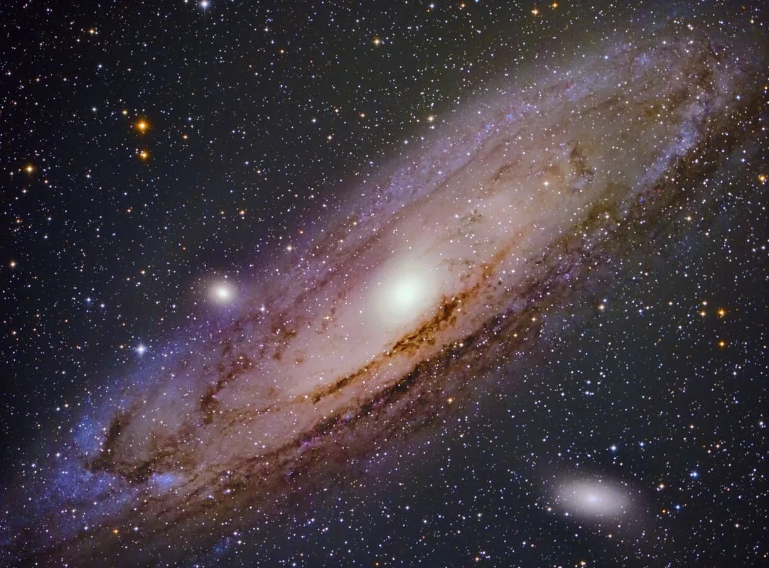 The Andromeda Galaxy (M31) imaged by Jay with a Nikon D810a through an 11-inch Celestron RASA from dark Wyoming skies, showing heavier color saturation