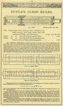 The Model 1744 series of duplex rules as shown in the 1895 K&E Product Catalog