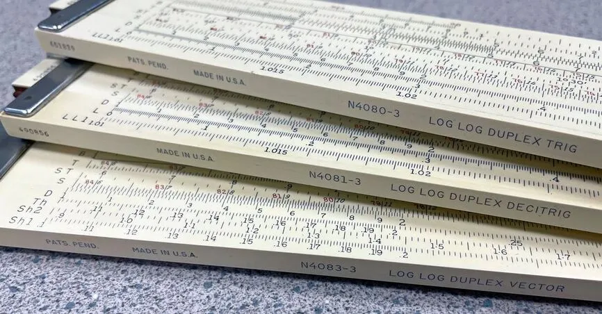 Three rules from the collection: the 4080 Trig, 4081 Deci-Trig, and 4083 Log Log Vector