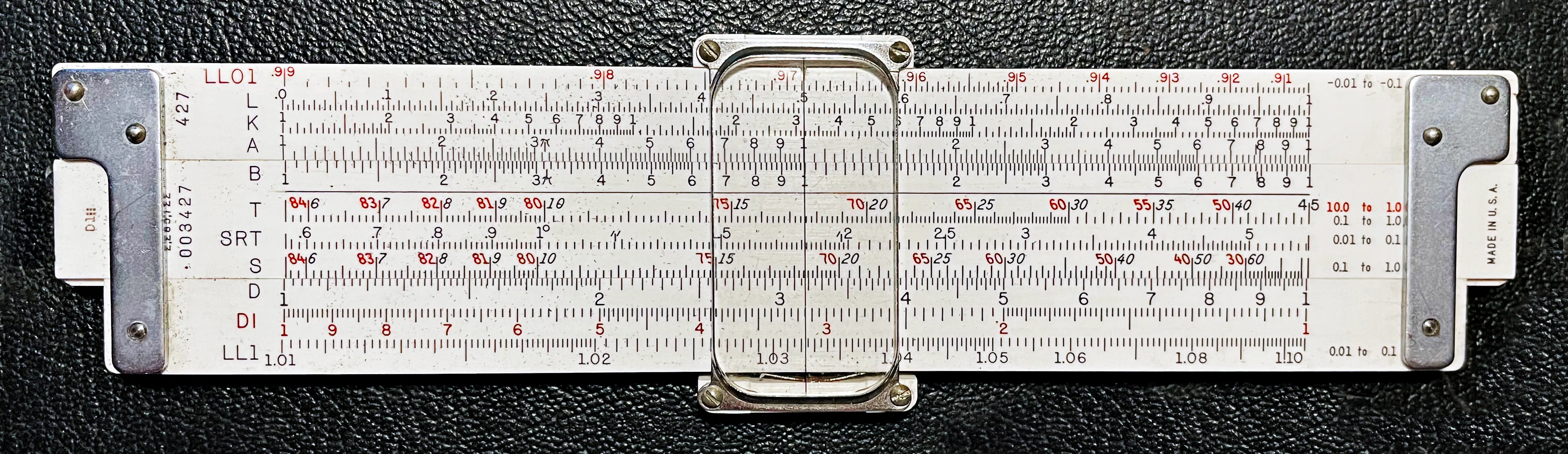 The Model 4181-1 Pocket Log Log Deci-Trig, back side
