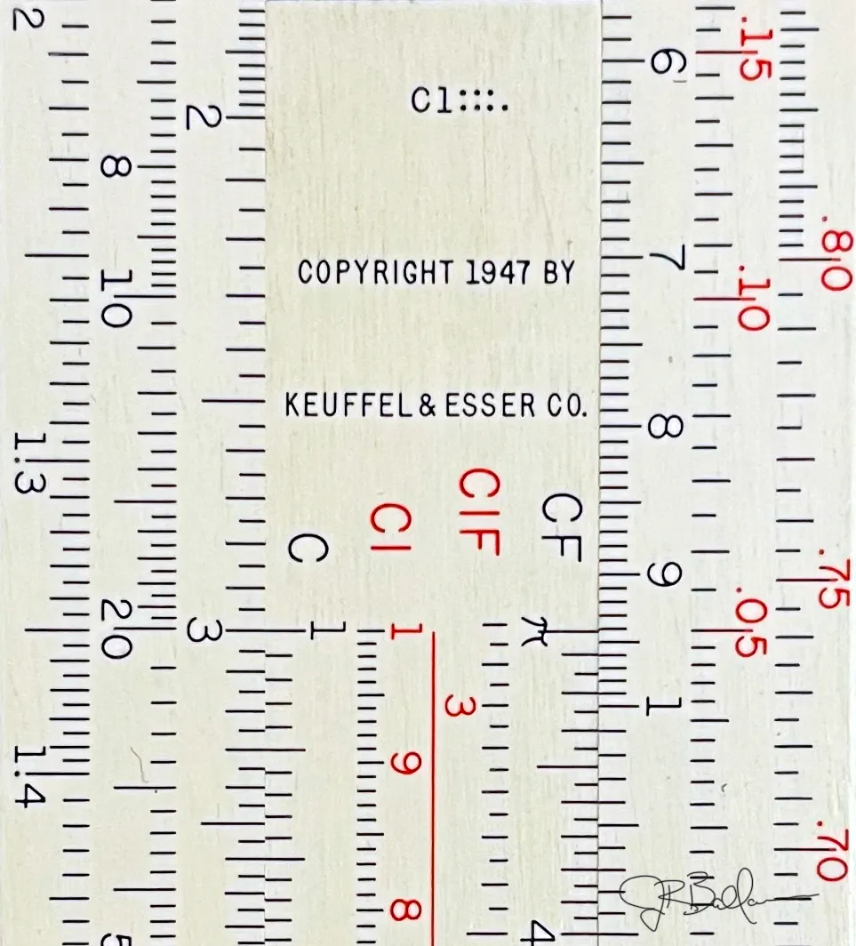 A close-up art shot of the 4181-1 slide showing the copyright imprint and C/CI/CIF/CF scale engravings