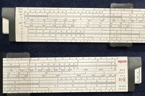 The K&E GP-12 slide rule, front side