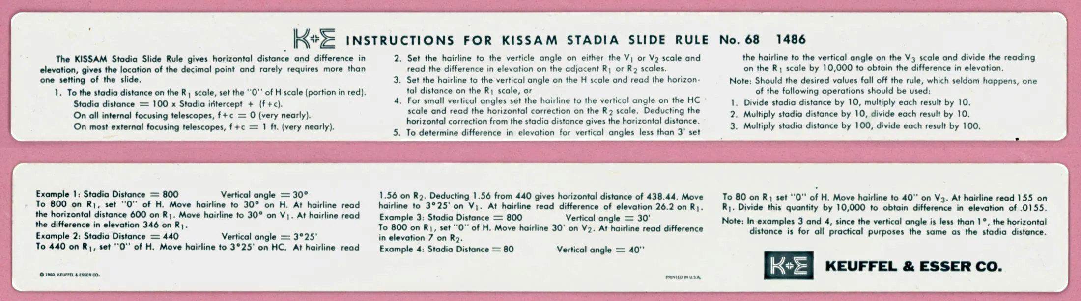 The plastic instructional insert that came with the Model 4143 Kissam Stadia