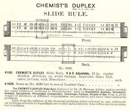 A 1941-dated K&E catalog excerpt referencing the Model 4160 Chemist's Duplex Rule