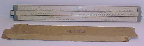 The Model 4132 Crane's Sewer slide rule, front side and case, from an eBay sale photo