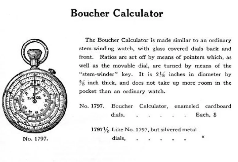 A page from Dietzgen's 1931 catalog still offering the Boucher (Calculigraphe) calculator