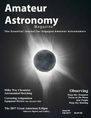 Amateur Astronomy Magazine cover featuring Jay's eclipse corona image