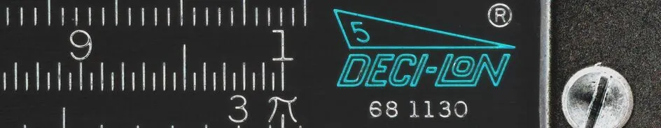 A close-up of a K&E Deci-Lon slide rule