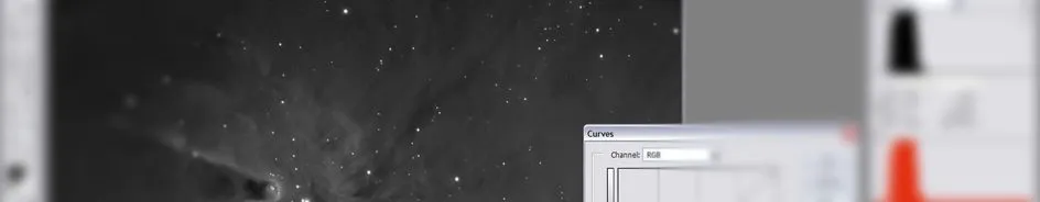 A processing curve applied to a cone nebula image