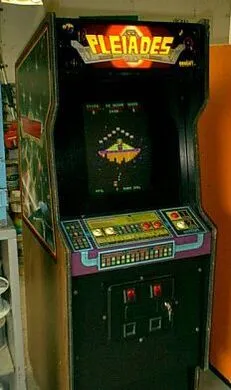 The 1981 Tecmo arcade game "Pleiades," a childhood favorite of Jay's