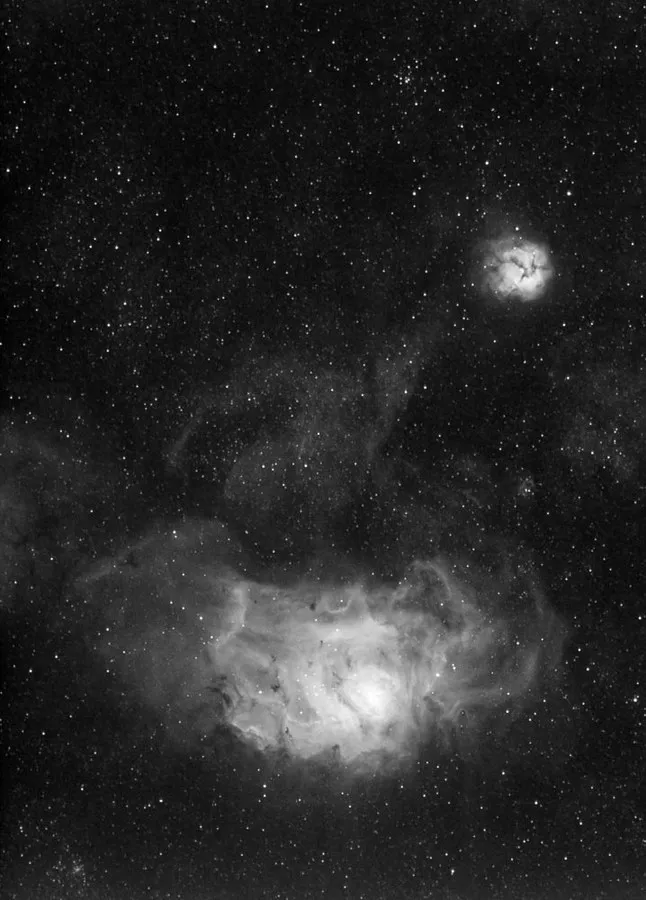 An earlier attempt at the Lagoon Nebula, Ha luminance only, May 2003