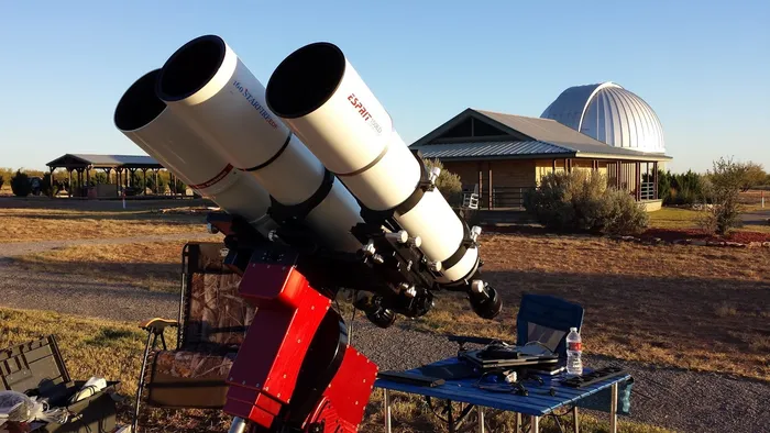 A Takahashi TOA-150, Astro-Physics AP160 Starfire, and Sky-Watcher Esprit 150 side by side
