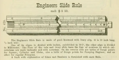 Catalog illustration of the K&amp;E Model 479 Engineers Slide Rule