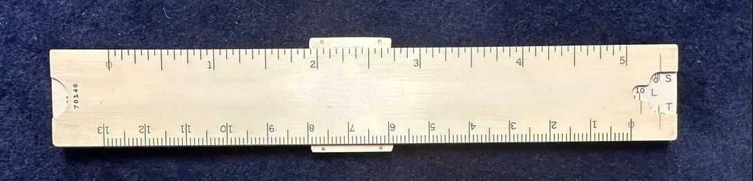 The Model 4098A pocket slide rule, back side