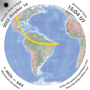 2023 annular solar eclipse path map