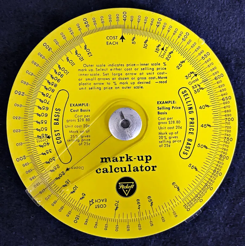 Pickett Model 103ES Mark-Up Calculator, back