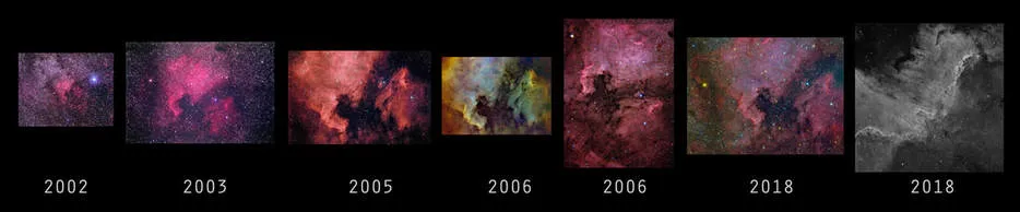 North America and Pelican Nebulas over time