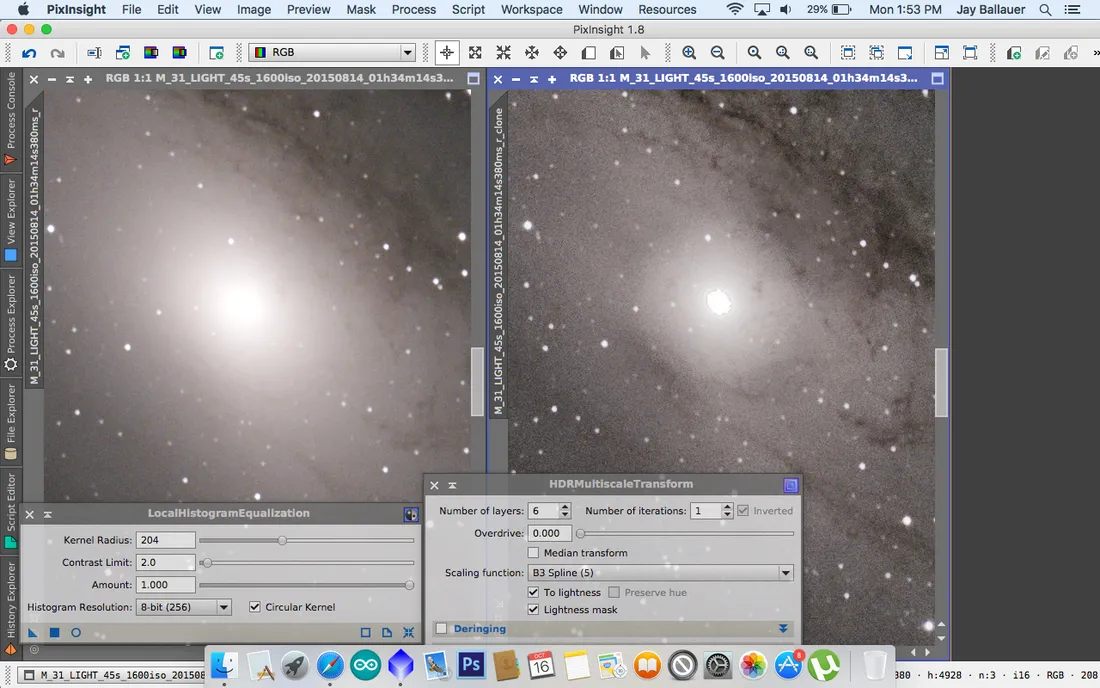 HDR and LHE applied in PixInsight