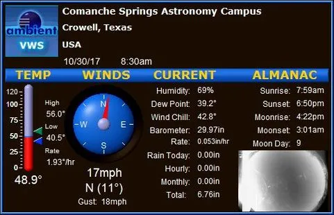 Ambient Weather software showing current conditions